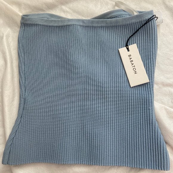 Aritzia Babaton Sculpt Knit Sweetheart Tube Top Olaf Top Dune Blue XXS NWT - Picture 3 of 4